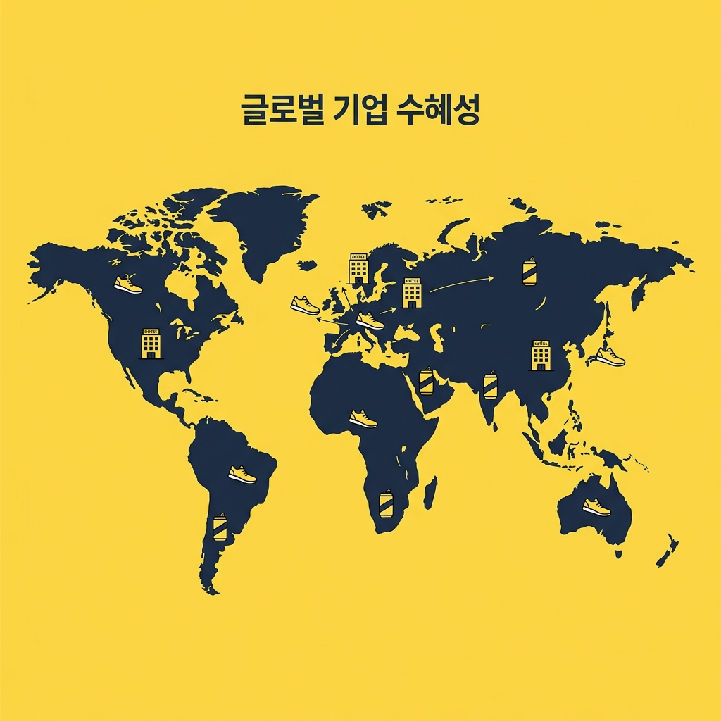 글로벌 기업들의 월드컵 수혜를 보여주는 세계지도 인포그래픽