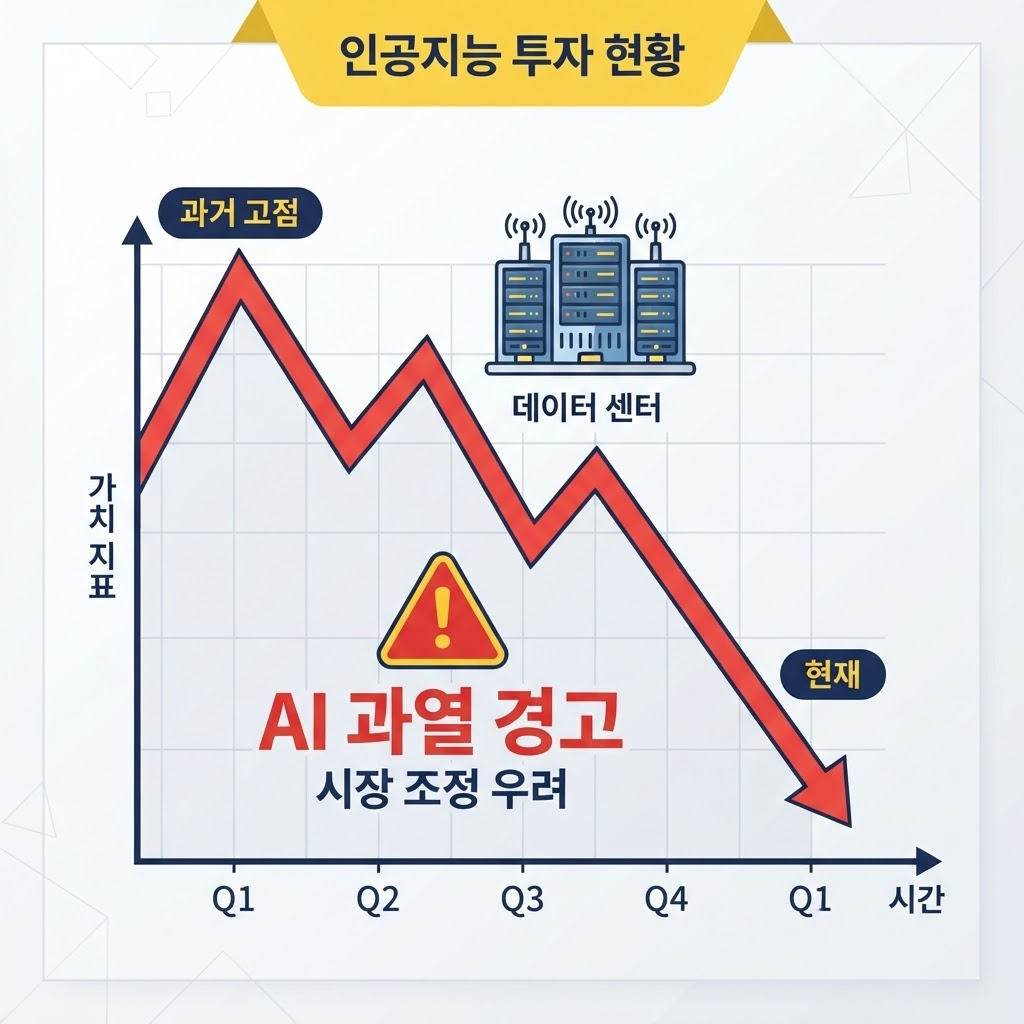 AI 과잉투자 쇼크로 인한 반도체주 급락을 보여주는 그래프 일러스트