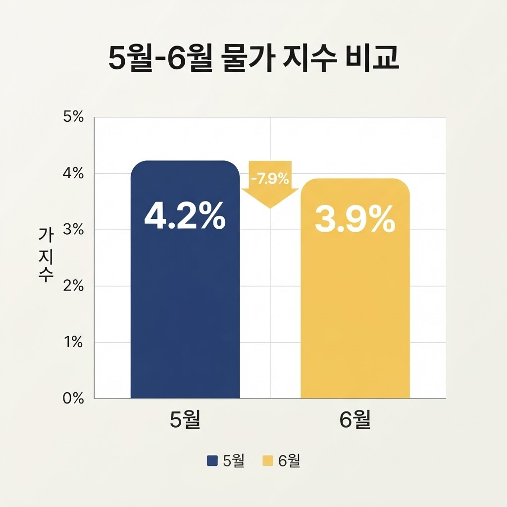 7월 금리 결정 - 5월과 6월 물가 상승률을 비교하는 막대그래프 일러스트