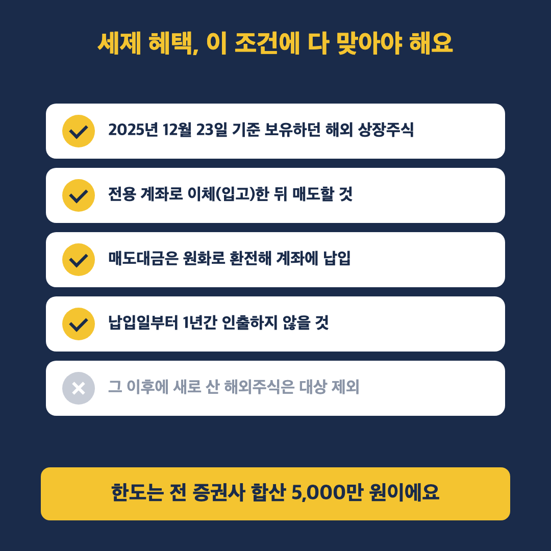 국내시장 복귀계좌 세제 혜택 조건 5가지 체크리스트 이미지